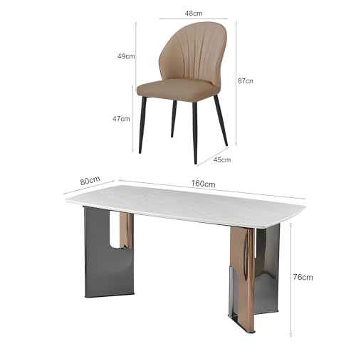 Image of The Attic Infinity Luxe 6 Seater Dining Set,Caramel,Titanium, Rose Gold & Cream,160Cms