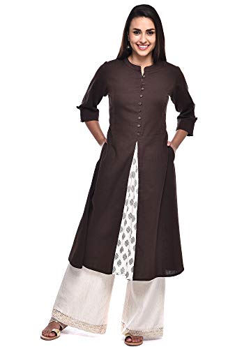 Image of Pistaa's Women's Cotton Relaxed Fit A Line Kurta