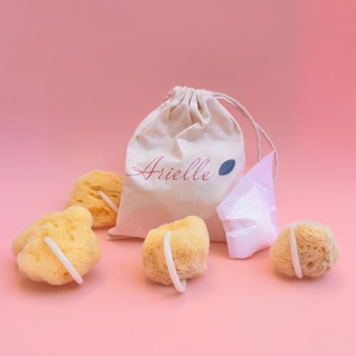 ARIELLE Esponja menstrual reutilizable con anillo – Kit anual (4 esponjas) – Alternativa ecológica a los tampones y copa – Fácil inserción y extracción – Higiene íntima femenina Zero Waste (M)