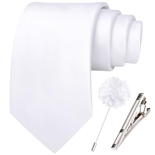 Image of Hi-Tie Men's Extra Long Solid Satin Tie Set 63 Inch /70 Inch Formal Necktie