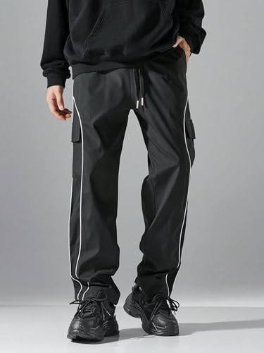 ZAFUL Cargo Pants for Men Casual Parachute Baggy Hiking Sweatpant Straight Drawstring Wide Leg Outdoor Joggers2