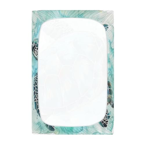 Image of Sea Turtle Crib Sheets Stretchy Portable Sheets for Baby Toddler Breathable Soft Crib Mattress Sheet for Girls Boys