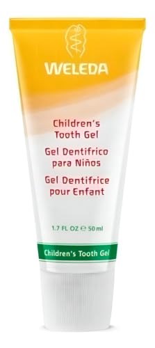 WELEDA Bio Kinder Zahngel – vegane Naturkosmetik Zahnpasta ohne Fluoride zur Zahnpflege von Milchzähnen & Zahnfleisch von Kleinkindern & Babys. Fluoridfreie Zahnreme zum Schutz vor Karies (1x 50ml)