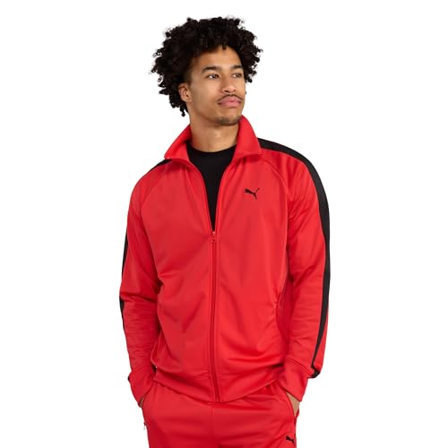 PUMA Men's Essentials T7 Track Jacket, For All Time Red- Black SS26, Medium Ess T7 Poly Track Jacket Us