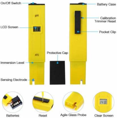 MCP Healthcare LCD Display Ph Meter Water Quality Tester Hydropolic high Water Quality Test Pen Type Ph Meter Digital Ph Meter for Soil Tester (Yellow) MCP Healthcare LCD Display Ph Meter Water Quality Tester Hydropolic high Water Quality Test Pen Type Ph Meter Digital Ph Meter for Soil Tester (Yellow)