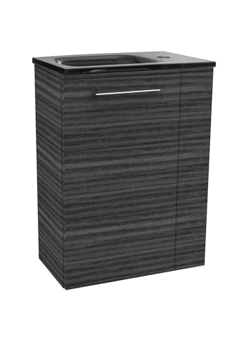FACKELMANN B.PERFEKT Gäste-WC Set 2 Teile – Waschtischunterschrank in Holz Anthrazit mit Waschbecken aus Glas in Anthrazit – SBC Waschbeckenunterschrank schmal – Türanschlag Links – 45 cm breit FACKELMANN B.PERFEKT Gäste-WC Set 2 Teile – Waschtischunterschrank in Holz Anthrazit mit Waschbecken aus Glas in Anthrazit – SBC Waschbeckenunterschrank schmal – Türanschlag Links – 45 cm breit