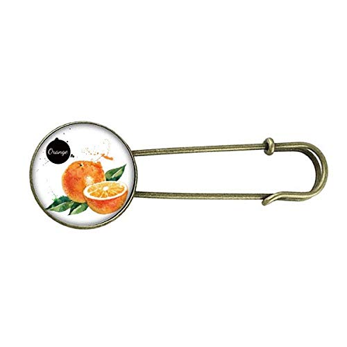 Broche de Metal Retrô Aquarela Saborosa de Frutas de Laranja