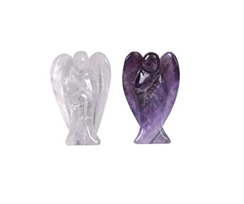 Ange améthyste naturelle quartz transparent 50 mm guérison reiki lithothérapie spirituelle