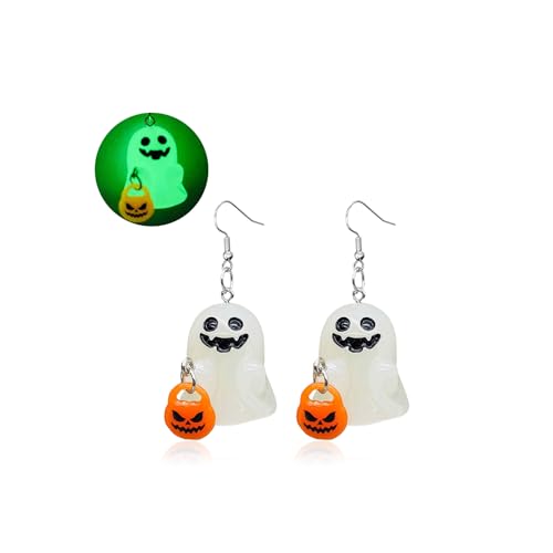 Halloween Ghost Earrings for Women Glow-In-The-Dark 3D Blood Pumpkin Corn Dangle Earrings Halloween Jewelry Gifts Accessories Costumes