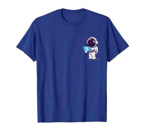 Astronaut Buy Ticket to Moon with BTC Bitcoin T-Shirt, Men, Royal Blue, Large
