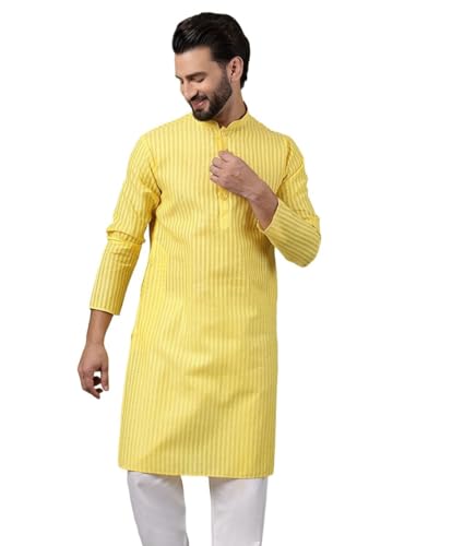 Image of SOJANYA (Since 1958 Men's Pure Cotton Striped Long Kurta