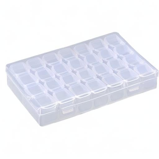 Image of Diamond Painting Storage Containers, Qtopun 28 Grids Portable Bead Storage Container Plastic Organizer Box Craft Case for Fishing Tackles, Beads, Seeds, Art Crafts, Nail Diamond