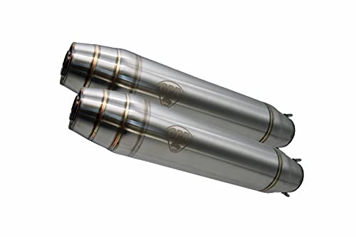 Pot d'échappement GPR Compatible avec Moto Guzzi V 50 1977/1987 Couple de silencieux Homologué Universel sans tube de liaison Deeptone Inox Cafè Racer