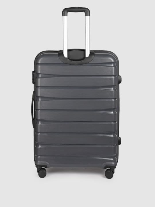 Image of Teakwood Small-Medium-Large 8 Wheels Trolley Bag, Hard Cabin with Zipper Closure, Adjustable Push Button & Cross Side Strap, TSA Lock System 360 Degree (Set of 3, Grey)