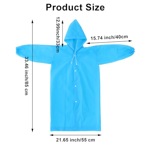 1 Pack Rain Ponchos for Kids Reusable Rain Coats Jackets Long Waterproof Raincoat with Hood Hat EVA Lightweight Rain Suit for Children Boys Girls Travel Outdoor Family Rain Gear2