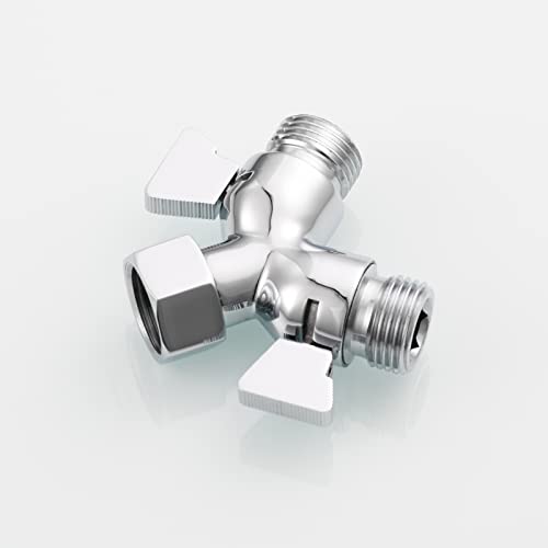 Tecmolog 2 Wege Umschaltventil Messing Y Verteiler 1/2 Zoll mit Absperrhähnen für Dusche Chrom, DSF017