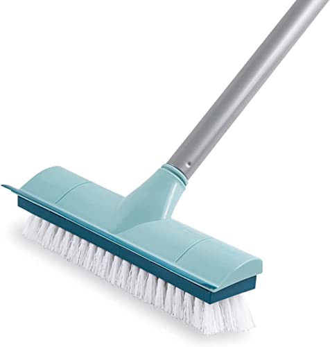 Long Handle Floor Scrub Brush for Cleaning, 2 in 1 Scraper and Brush - Perfect for Bathroom, Patio, Kitchen, Wall, and Deck (50 Stiff Brush)