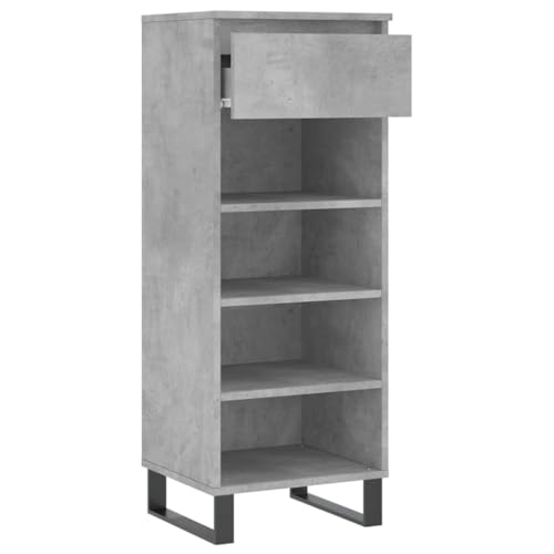 Estante de pasillo moderno tipo zapatero gris hormigón compacto 7