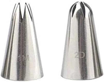 HomeBakers Mart 2D & 1M Large Size Rose Flower Cake Decorating Icing Tip, Muffin Cupcake Decoration Srtainless Steel Nozzle