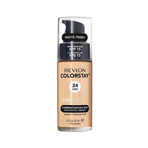 Revlon ColorStay Liquid Foundation Makeup for Combination/Oily Skin SPF 15, Longwear Medium-Full Coverage with Matte Finish, Dune (295), 1.0 oz