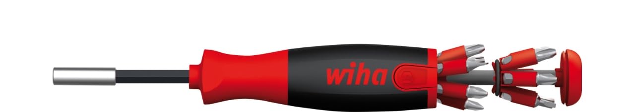 Wiha LiftUp 25 Schraubendreher Set 12-tlg. mit verstaubaren Bit Set (38600) I Schraubenzieher Satz mit Bit Magazin aus Standardbits, Bithalter Schlitz Kreuzschlitz TORX