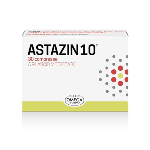 Omega Pharma - Astazin10, Integratore Alimentare Favorisce il Mantenimento della Normale Capacità Visiva - 30 Compresse