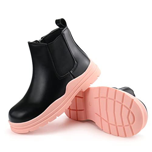 Brooman Kids Chelsea Boots Boys Girls Ankle Boots Zipper Booties (5,Black Pink) #TOP5
