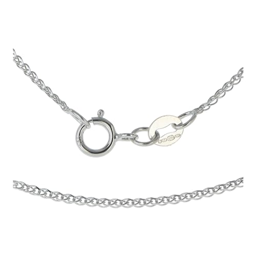 Collar de cadena de espiga de trigo de oro blanco de 9 quilates de 1 mm con corte de diamante de 16 a 20 pulgadas, en caja de regalo, 20 inches, Oro Blanco, Diamante