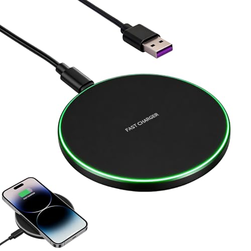 35W Cargador Inalámbrico Rápido de Inducción Compatible con iPhone 16/15/14/13/12/11 Pro MAX, Google Pixel 9/8 Pro, Samsung Galaxy S25 Ultra/S24 Plus/S23 FE Carga Inalámbrica Qi Wireless Carga Rápida