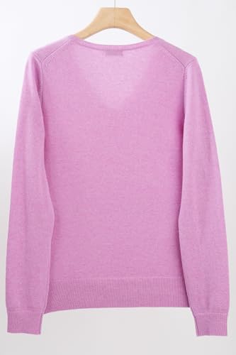 Image of JENNIE LIU Women's 100% Pure Cashmere Long Sleeve Pullover V Neck Sweater