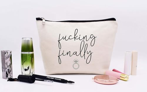 LIBIHUA Funny Finally Engagement Gift for Bride-Bride to Be-Newly Engaged-Wedding Bridal Shower Present for Her-Hen Night Bachelorette Party Presents for Women-Makeup Bag Cosmetic Bag Travel Pouch4