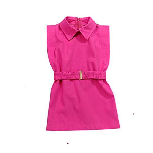 Little Medium Child Girls Summer Dress Sleeveless Solid Color Lapel Collar Waist Casual Dress Girl Sweatshirt