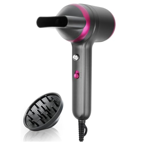 Ujjdwiurgh Secador de Pelo con Difusor 200 Millones de Secadores IóNicos 1800W Secador de Pelo Secado RáPido para Mujer 4C Cabello Grueso y Rizado Enchufe Europeo