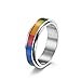 Banemi Ring Herren Cool, Ringe in Edelstahl Herren Regenbogenfahne Partnerringe Abschlussgeschenk Größe 65 (20.7)