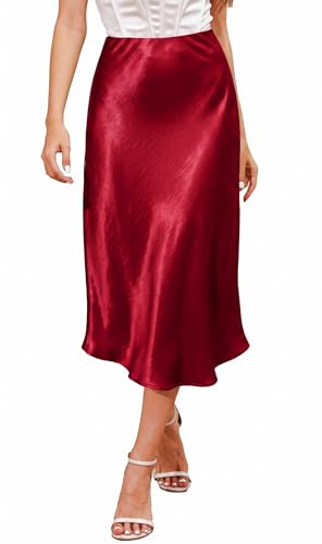 Jupe mi-longue en satin ALCEA ROSEA pour un look chic de bureau ou de soirée