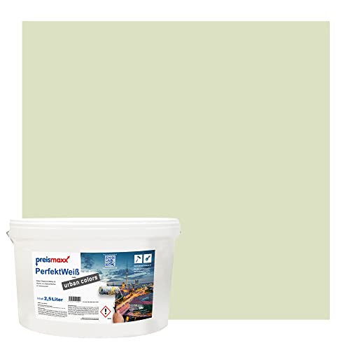 Preismaxx Perfektweiß urban colors, bunte Wandfarbe, grün, hellgrün, light green 2,5L, Innenfarbe, hohe Deckkraft Klasse 2, matt