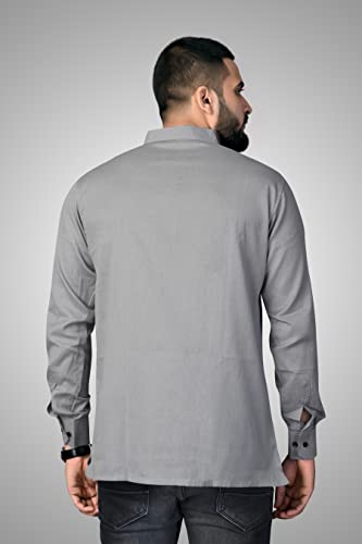 Image of Men's Cotton Regular Short Kurta | Casual & Ethnic Wear with Long Sleeve
