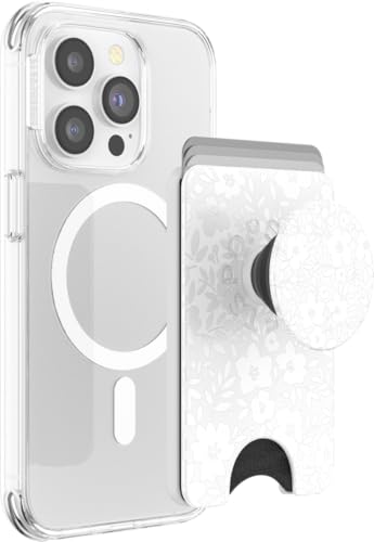 PopSockets Phone Wallet for MagSafe Phone Card Holder with Grip White - Blanc Fresh