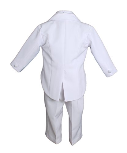 Baby Boys Formal White Poly Cotton 5 Piece Classic Tux Set with Tail3
