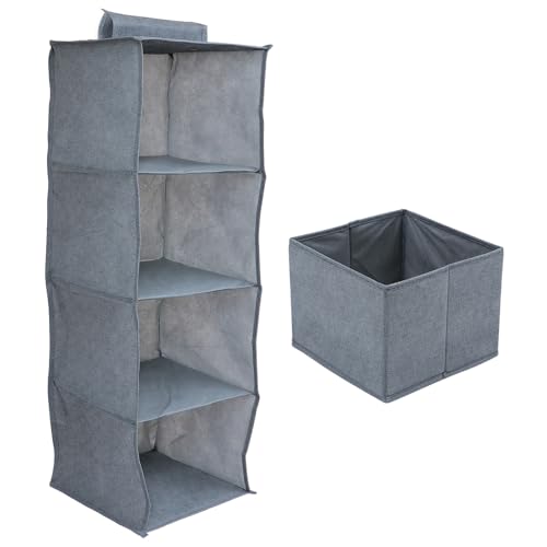 SAFIGLE 多層収納袋 無紡クローゼット用 衣類オーガナイザー 段収納 衣類 寝具整理 引き出し付き グレー 室内 寝室向け