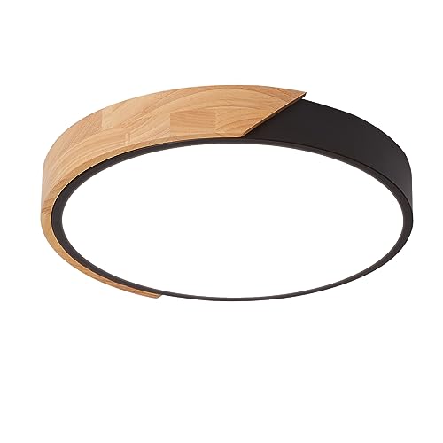 LuFun Ceiling Lights 24W, Flush Mount Light Fixture Black,Indoor Wooden Round Modern Led Ceiling Lights Ø30cm for Living Room Bedroom Kitchen Lounge Hallway Home Office,6500K Cool White Light - Cosy Home Interiors LuFun Ceiling Lights 24W, Flush Mount Light Fixture Black,Indoor Wooden Round Modern Led Ceiling Lights Ø30cm for Living Room Bedroom Kitchen Lounge Hallway Home Office,6500K Cool White Light