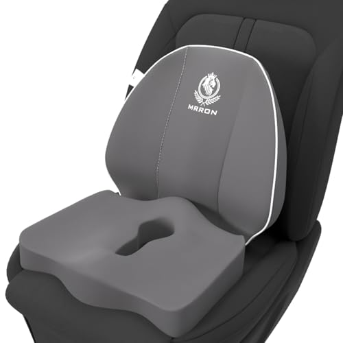Image of MRRON Car Comfort Combo | Memory Foam Backrest & Wedge Seat Cushion Combo of 2 | Orthopedic Support for Back, Tailbone, Sciatica | Ergonomic Comfort for Car, Office| Posture Correction | Universal Fit