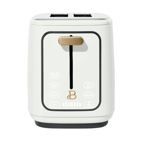 Beautiful 2 Slices Toaster, Touch-Activated, 7 Browning Settings, Extra-Wide Slots, 3 Presets, LED Countdown, Gold Accenslts, 900W Power, Easy Clean (White Icing)