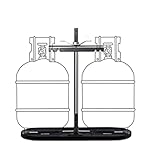 RVPNR RV Dual Propane Tank Cylinder Rack for Camper and Travel Trailer for 20lb Tanks, Black,