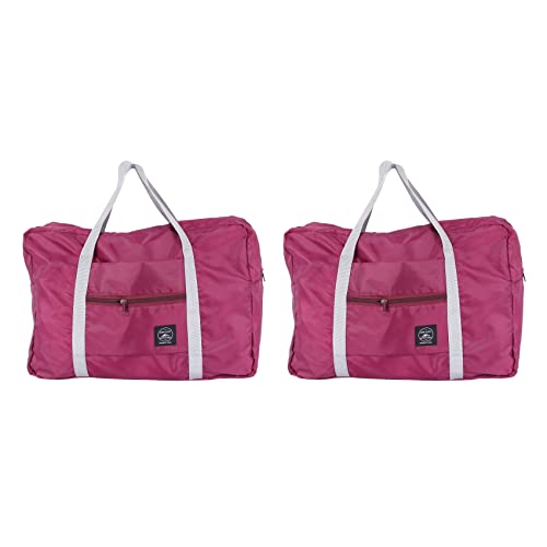 2X Large Capacity Casual Folding Waterproof Luggage Storage Bags Suitcase Handbag Tote Bag Burgundy