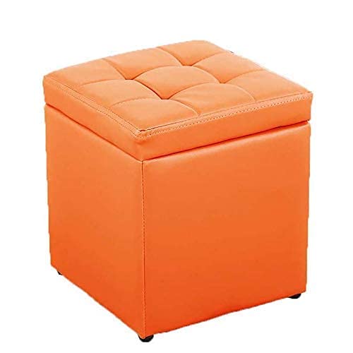 ISHEGREV Reposapiés con Cubo de Almacenamiento, Taburete de Cuero con Almacenamiento, Taburete portátil para pies, Asiento Acolchado tapizado - Taburete con reposapiés para Sala de Estar