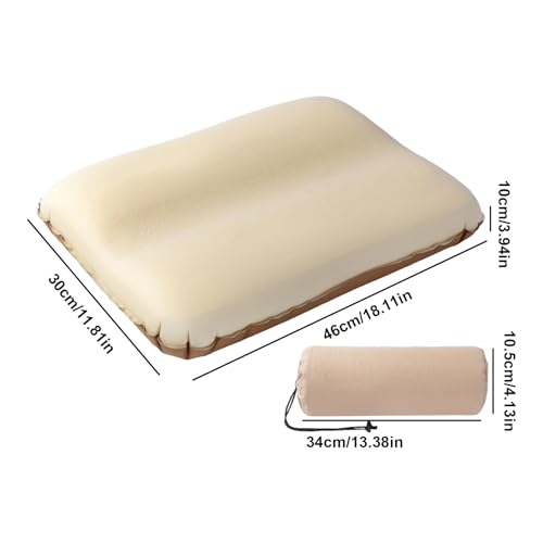 Generisch Coussin de camping gonflable - Soutien en mousse - Avec sac de rangement - Coussin de voyage gonflable pour avion - Pour le cou, le sommeil lombaire et la randonnée - Pour la maison, le – Image 6