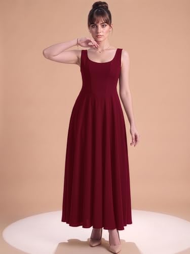 Image of Aahwan Solid Fit and Flared Round Neck Midi Dress for Women's & Girl's