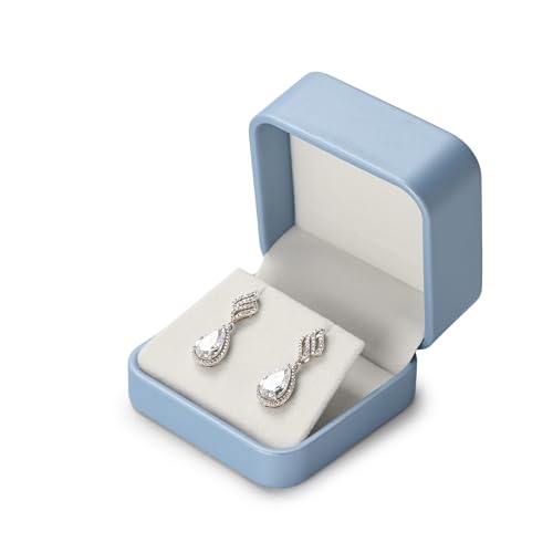Oirlv Azul Pu Cuero Caja Pendientes,Caja Pendientes Regalo,Earring Box,Para Cumpleaños,San Valentín,Aniversario
