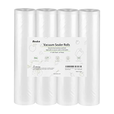 Becko Vacuum Sealer Rolls for Foodsaver and Sous Vide, BPA Free and FDA Approved, Freely Tailored, Fit For Most Vacuum Sealers - 28cm (W) x 6m (L) - 4 Packs Cover